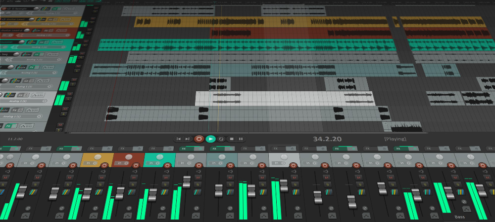 A screenshot of using Reaper, a digital audio workspace